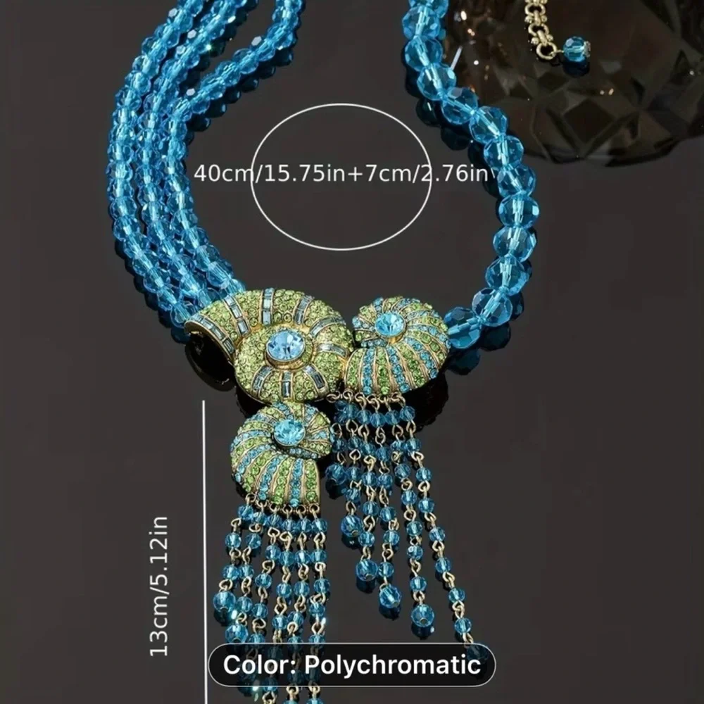 Elegant Blue and Green Statement Necklace - Picture 4 of 5